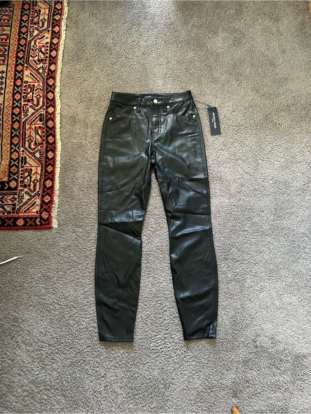 Veronica Beard Debbie Vegan Leather High Rise Pants NWT